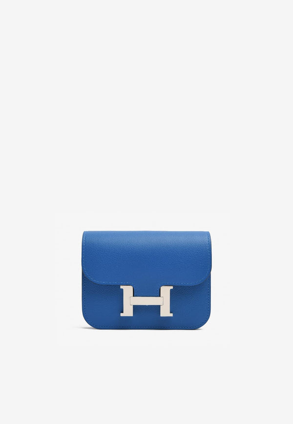 Hermes Constance Slim Wallet in Bleu Zellige Evercolor with Palladium Hardware