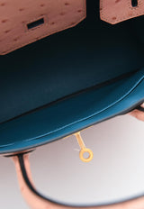 حقيبة بيركين 30 فيرسو من جلد النعام بلون تير كويت مع أجزاء معدنية ذهبية