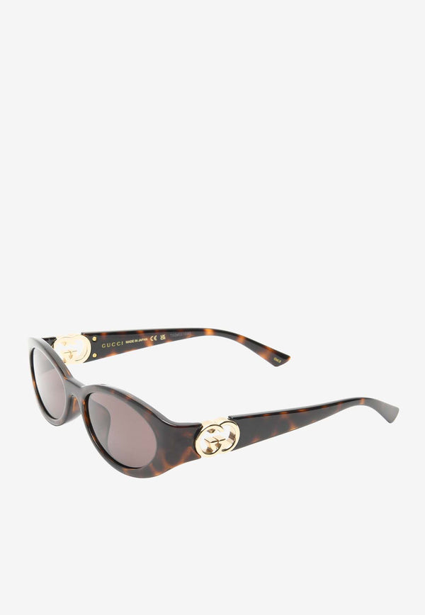 Gucci GG Logo Oval-Shaped Sunglasses Brown GG1662SABROWN MULTI