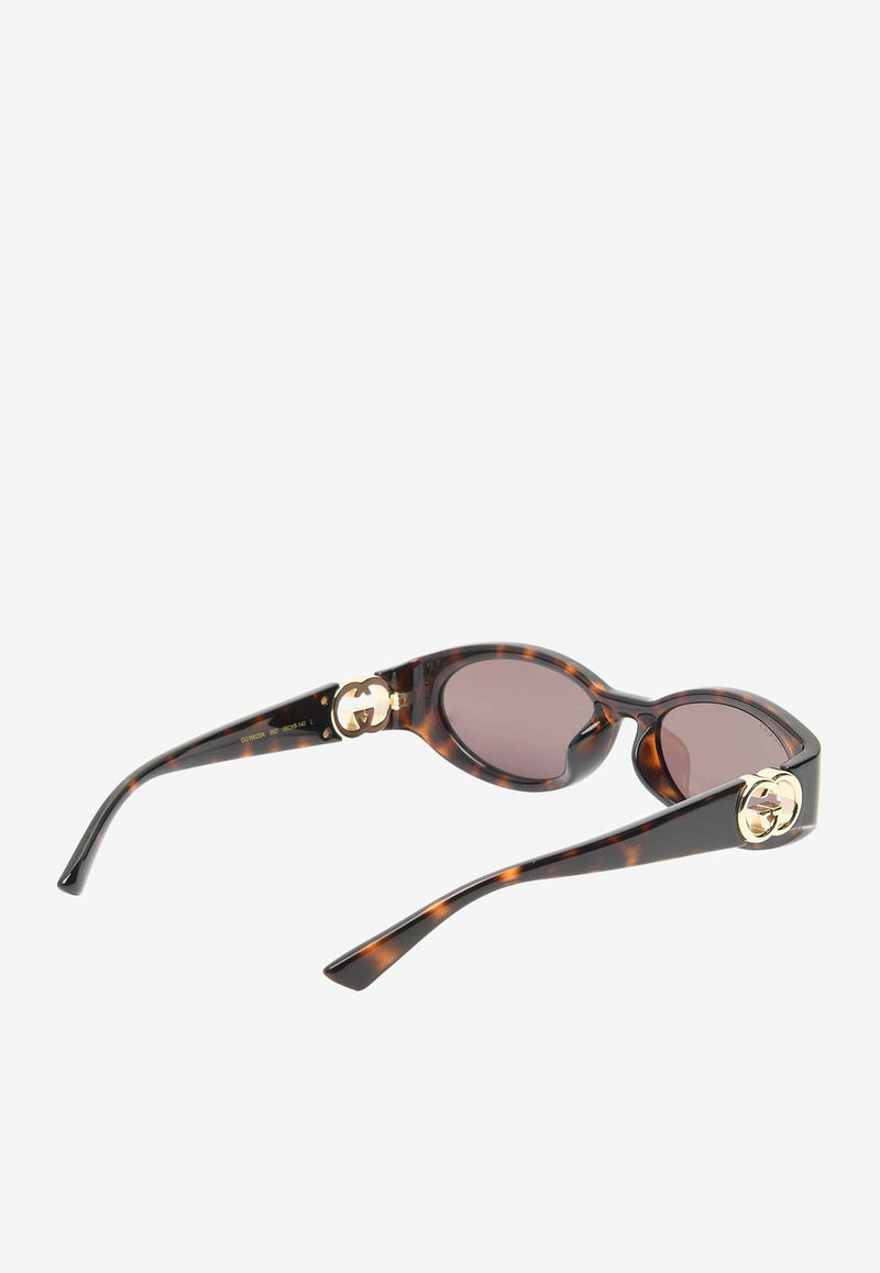 Gucci GG Logo Oval-Shaped Sunglasses Brown GG1662SABROWN MULTI