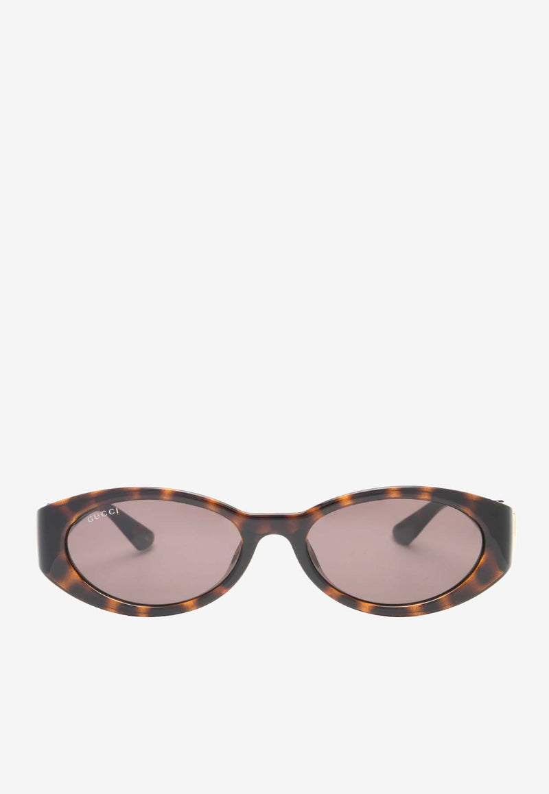 Gucci GG Logo Oval-Shaped Sunglasses Brown GG1662SABROWN MULTI