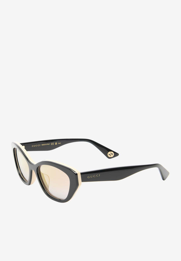 Gucci Two-Tone Cat-Eye Sunglasses Gray GG1638SABLACK MULTI