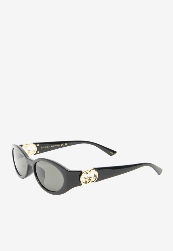 Gucci Interlocking G Oval-Shaped Sunglasses Gray GG1662SABLACK