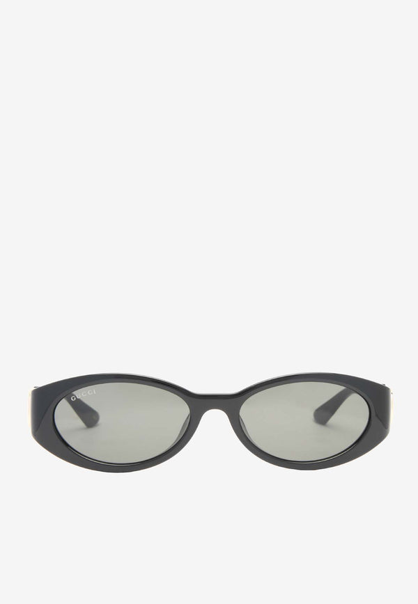 Gucci Interlocking G Oval-Shaped Sunglasses Gray GG1662SABLACK