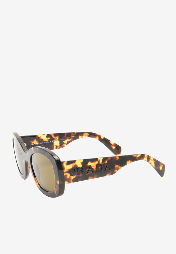 Prada Raised Logo Oval-Shaped Sunglasses Brown 0PRA13SBROWN MULTI