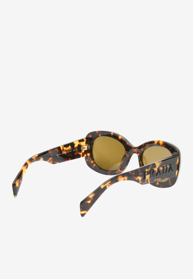 Prada Raised Logo Oval-Shaped Sunglasses Brown 0PRA13SBROWN MULTI