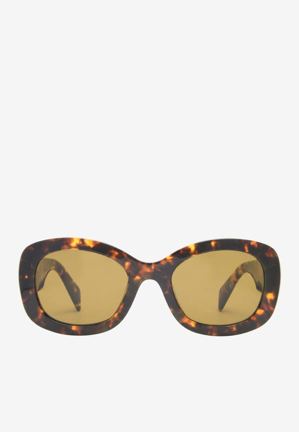 Prada Raised Logo Oval-Shaped Sunglasses Brown 0PRA13SBROWN MULTI