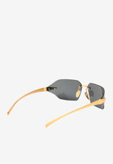 Prada Rimless Shield Sunglasses Gray 0PRA55SBLACK GOLD
