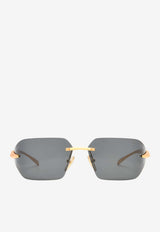 Prada Rimless Shield Sunglasses Gray 0PRA55SBLACK GOLD