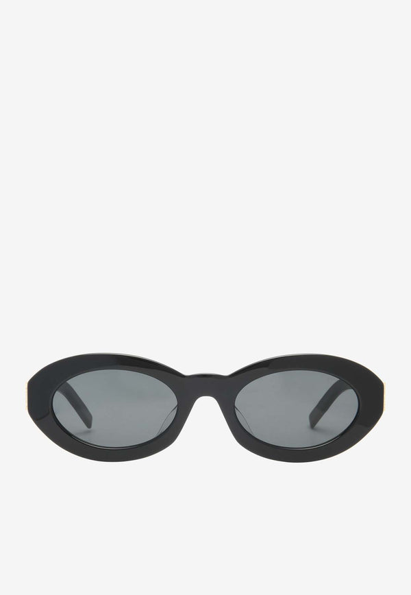 Saint Laurent Cassandre Oval Sunglasses Gray SLM136/FBLACK