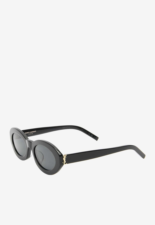 Saint Laurent Cassandre Oval Sunglasses Gray SLM136/FBLACK