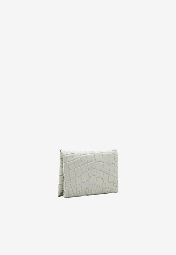 Hermès Calvi Cardholder in Gris Ciment Matte Alligator with Palladium Hardware