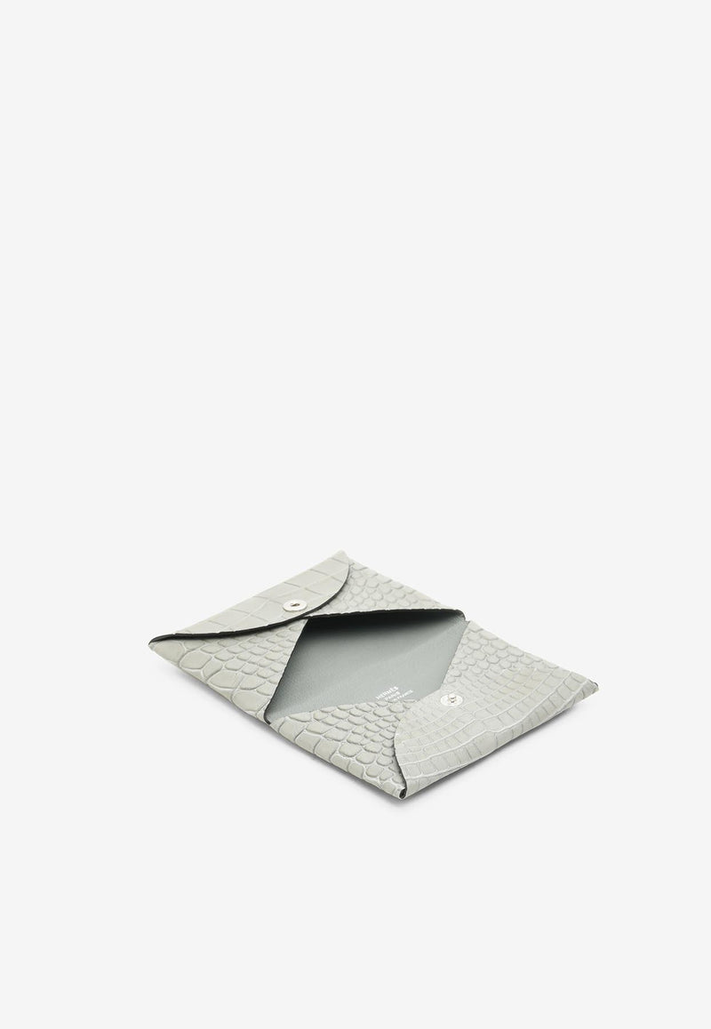 Hermès Calvi Cardholder in Gris Ciment Matte Alligator with Palladium Hardware