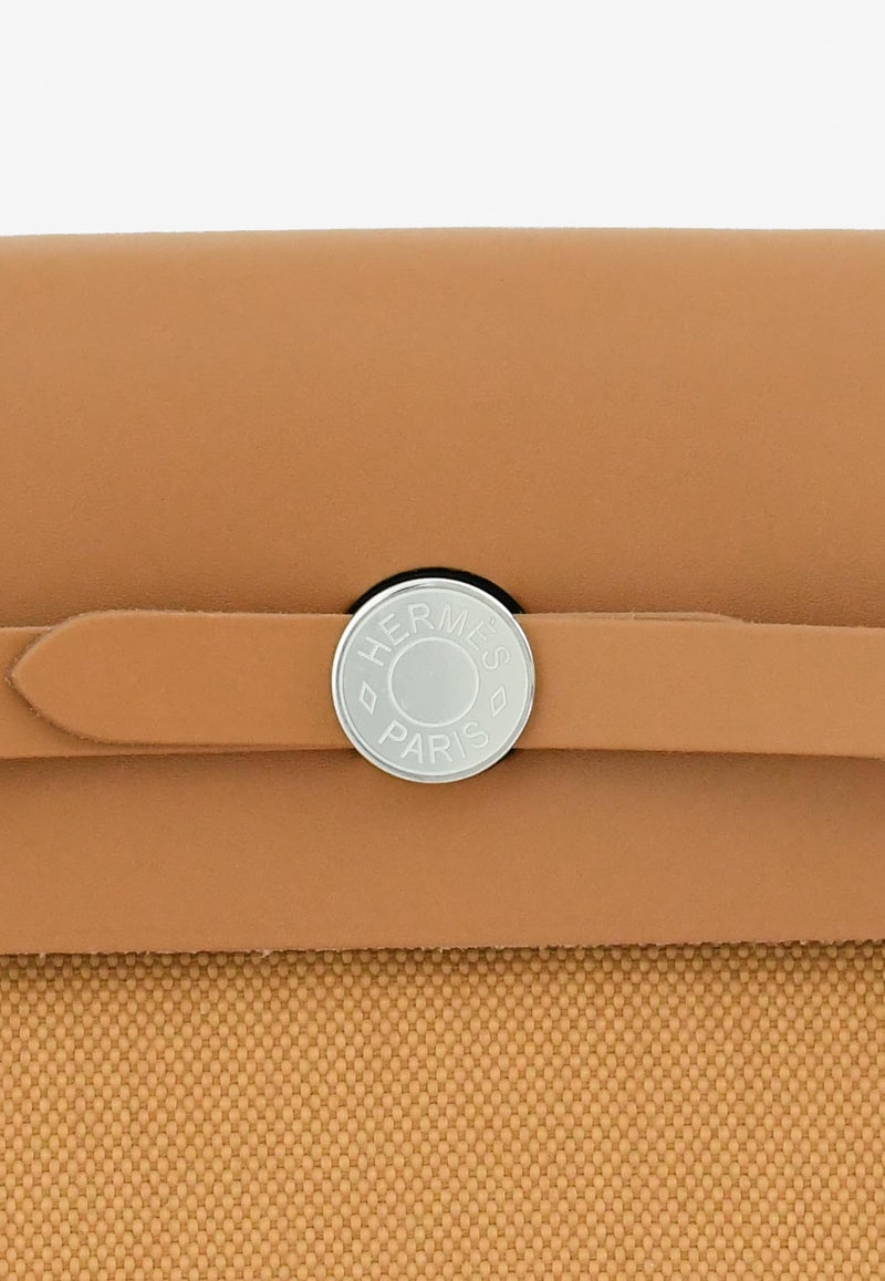 Hermès Mini Herbag Zip 20 in Naturel Sable Militaire Canvas and Hunter Leather with Palladium Hardware