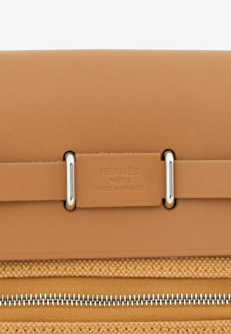 Hermès Mini Herbag Zip 20 in Naturel Sable Militaire Canvas and Hunter Leather with Palladium Hardware