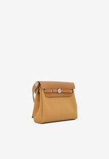 Mini Herbag Zip 20 in Naturel Sable Militaire Canvas and Hunter Leather with Palladium Hardware