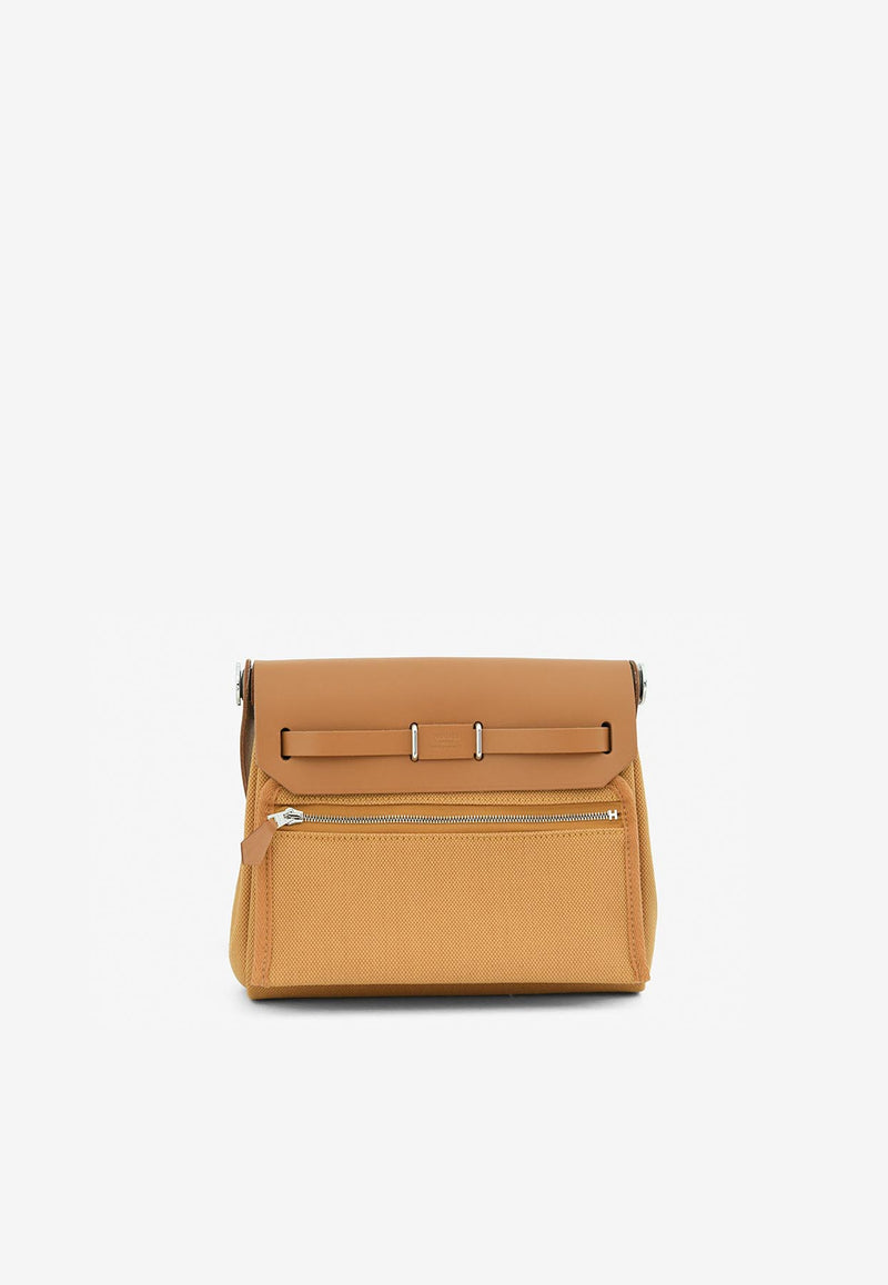 Hermès Mini Herbag Zip 20 in Naturel Sable Militaire Canvas and Hunter Leather with Palladium Hardware