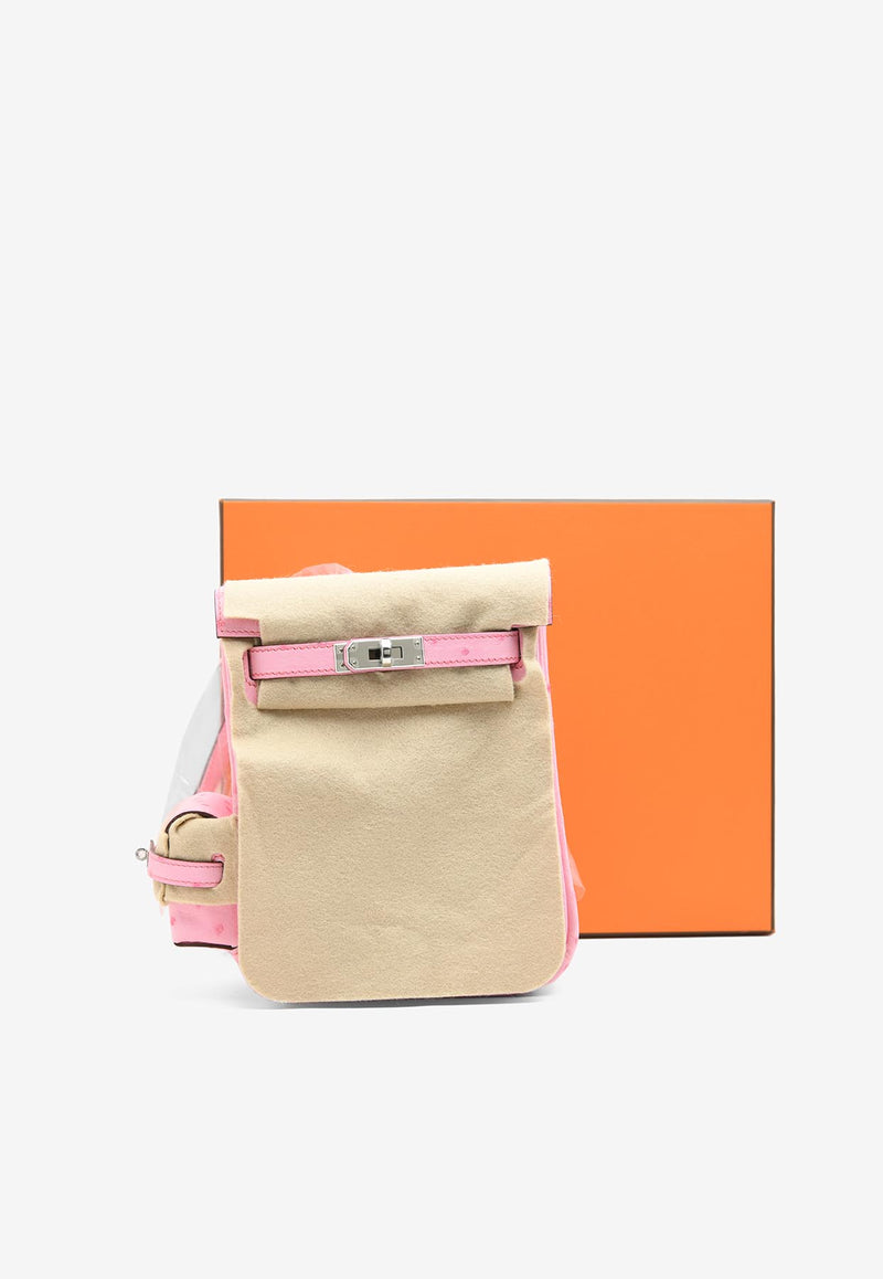 Hermès Kelly Jump Backpack in Rose Bubblegum Ostrich Boreale with Palladium Hardware