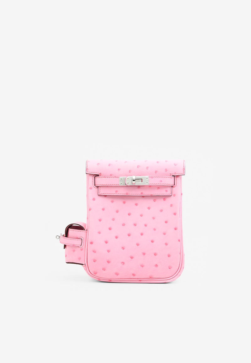 Hermès Kelly Jump Backpack in Rose Bubblegum Ostrich Boreale with Palladium Hardware