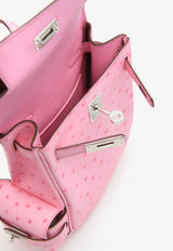 Kelly Jump Backpack in Rose Bubblegum Ostrich Boreale with Palladium Hardware
