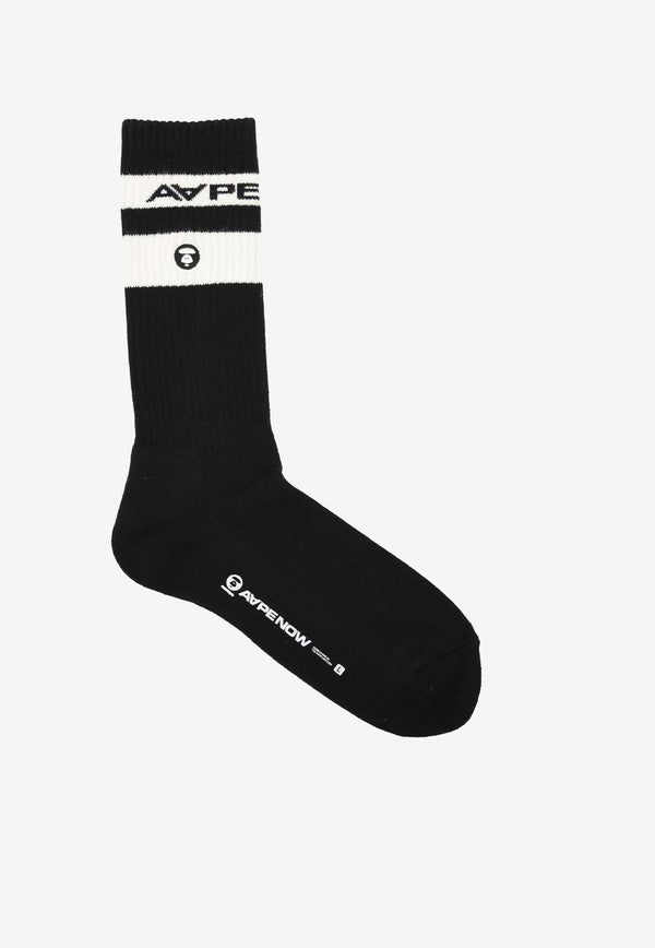 AAPE Moonface Embroidered Socks Black AAPSOM5135XXMBKXBLACK