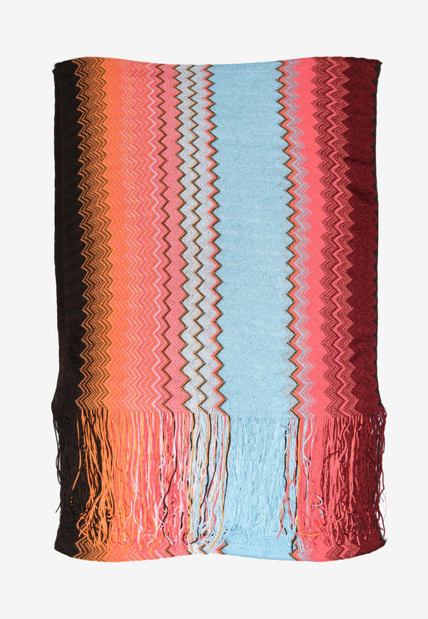 Missoni Zigzag Knit Fringed Scarf Multicolor SCYAVID9383MULTICOLOUR
