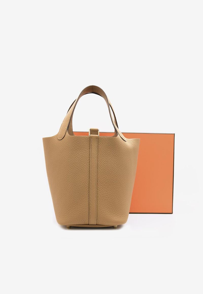 Hermès Picotin Lock 18 in Biscuit Clemence Leather with Gold Hardware