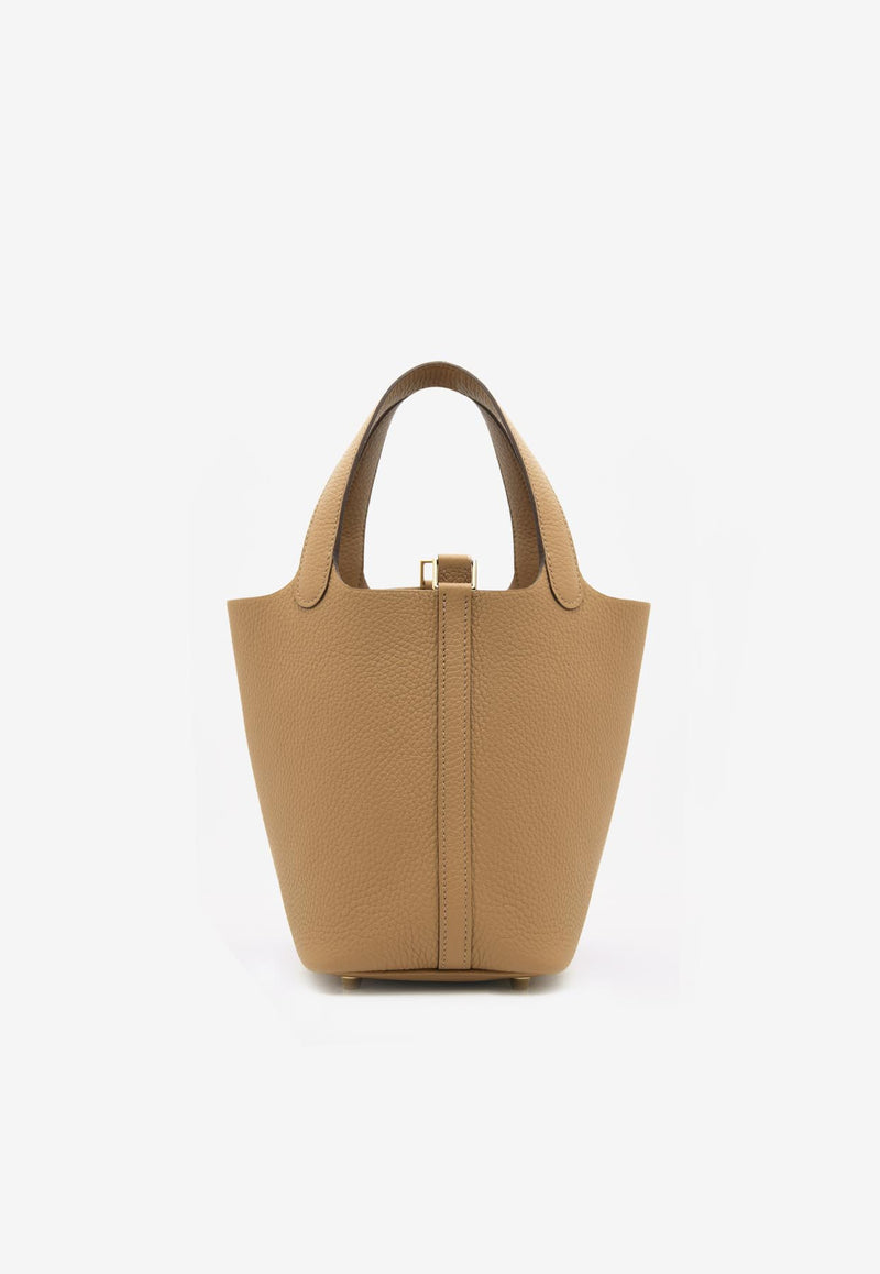 Hermès Picotin Lock 18 in Biscuit Clemence Leather with Gold Hardware