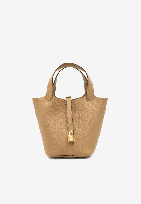 Hermès Picotin Lock 18 in Biscuit Clemence Leather with Gold Hardware