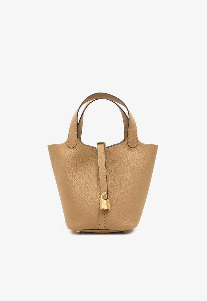 Hermès Picotin Lock 18 in Biscuit Clemence Leather with Gold Hardware