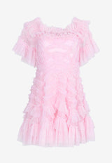 Needle & Thread Lana Off-Shoulder Micro Mini Ruffled Dress Pink DS-OS-90-RSS24-BPKPINK