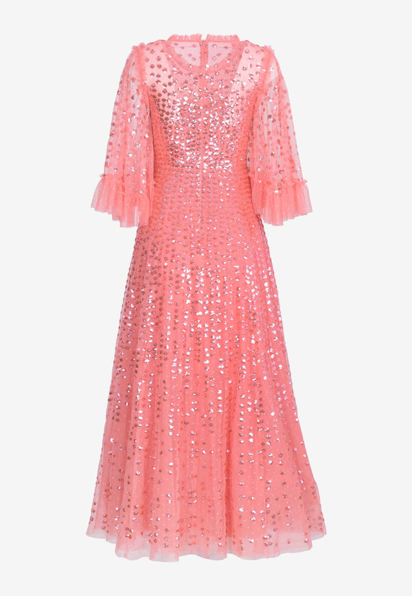 Needle & Thread Raindrop Sequins-Embellished Gown Pink DG-SS-44-RHS24-PSKCORAL