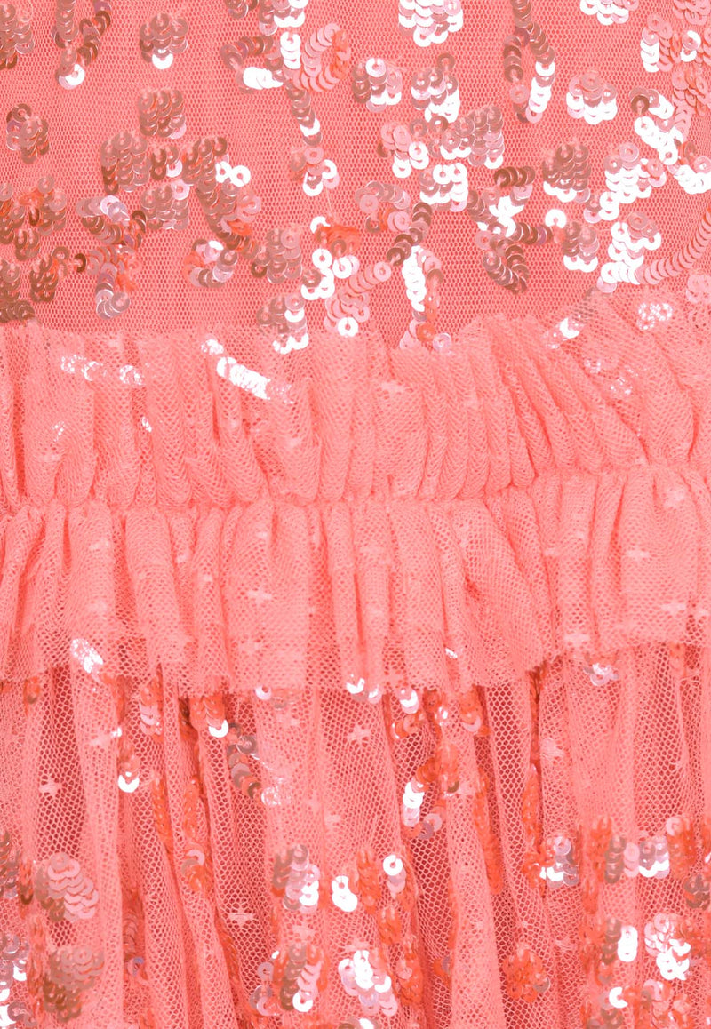 Needle & Thread Regal Rose Off-shoulder Sequined Gown Pink DG-OS-49-RHS24-PSKCORAL