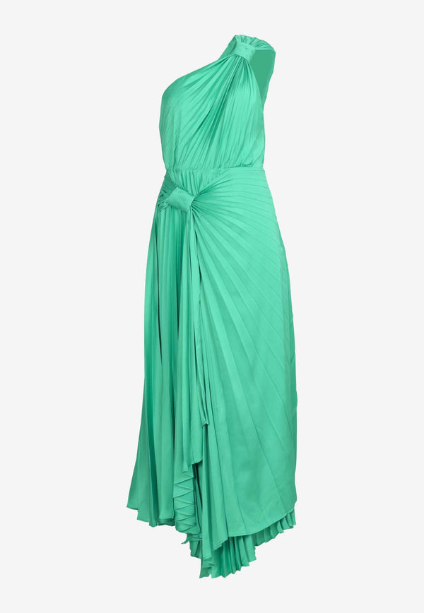 Acler Illoura Pleated One-Shoulder Midi Dress Green AS2304114D-R1-EXC-BISCAYNE GREENGREEN