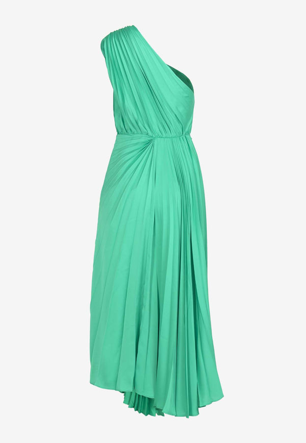 Acler Illoura Pleated One-Shoulder Midi Dress Green AS2304114D-R1-EXC-BISCAYNE GREENGREEN
