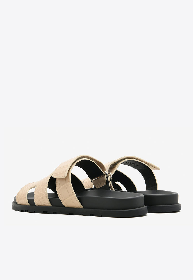 Hermès Chypre Sandals in Beton Matte Alligator