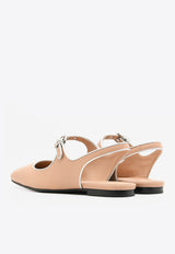 Kleo Slingback Sandals in Beige Perlino Goatskin and Gris Argente Metallic Nappa