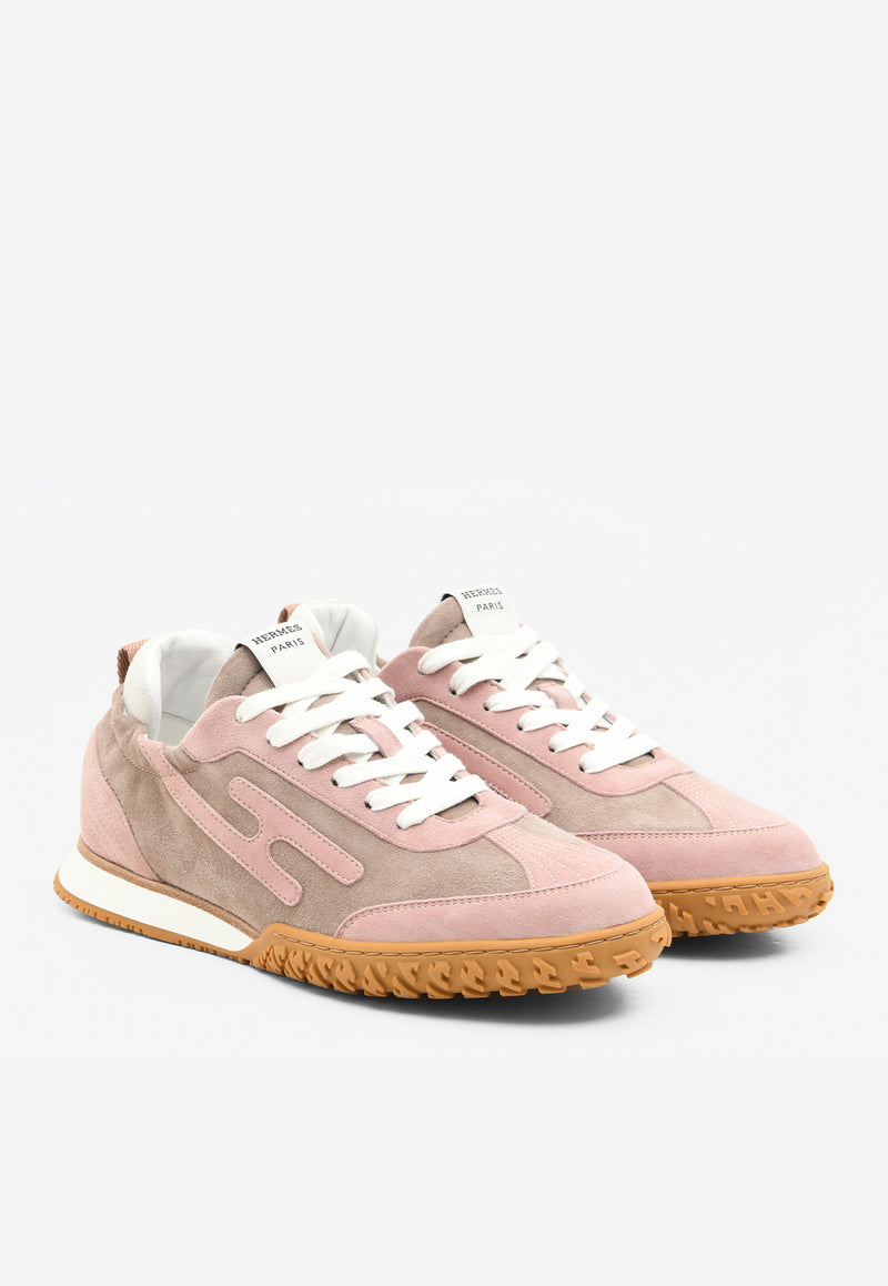 Hermès Jet Low-Top Sneakers in Rose Cancan and Rose Aquarelle Suede