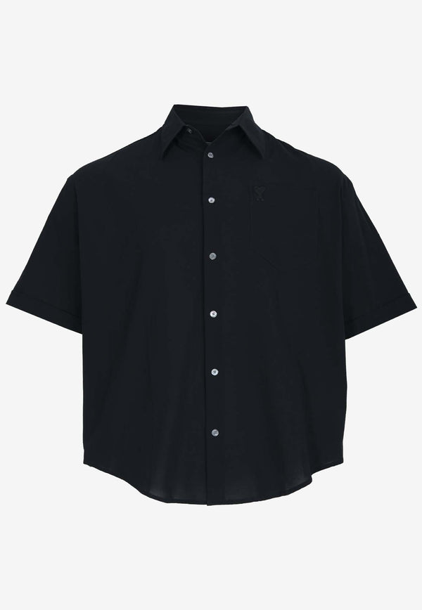 AMI PARIS Ami De Coeur Short-Sleeved Shirt Black HSH240.CO0062BLACK