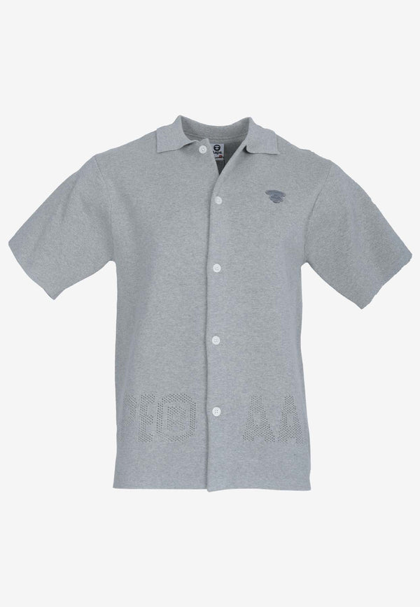 AAPE Short-Sleeved Knitted Shirt Gray AAPKNMB306XXMWH2GREY