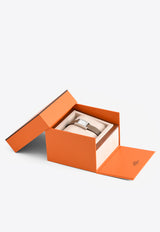 Hermès Small Heure H 25mm Watch in Etoupe Swift Single Tour Strap 