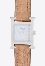 Hermès Mini Heure H 21mm Watch in Chai Matte Alligator Single Tour Strap