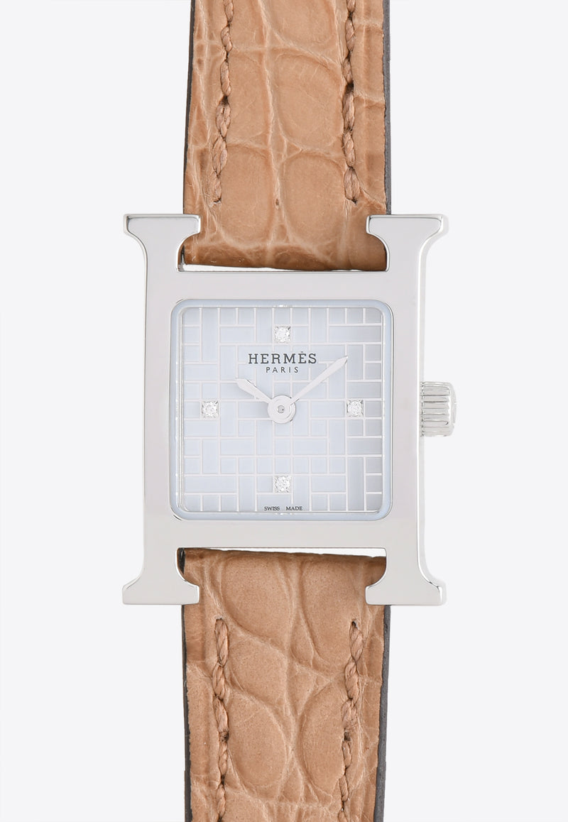 Hermès Mini Heure H 21mm Watch in Chai Matte Alligator Single Tour Strap