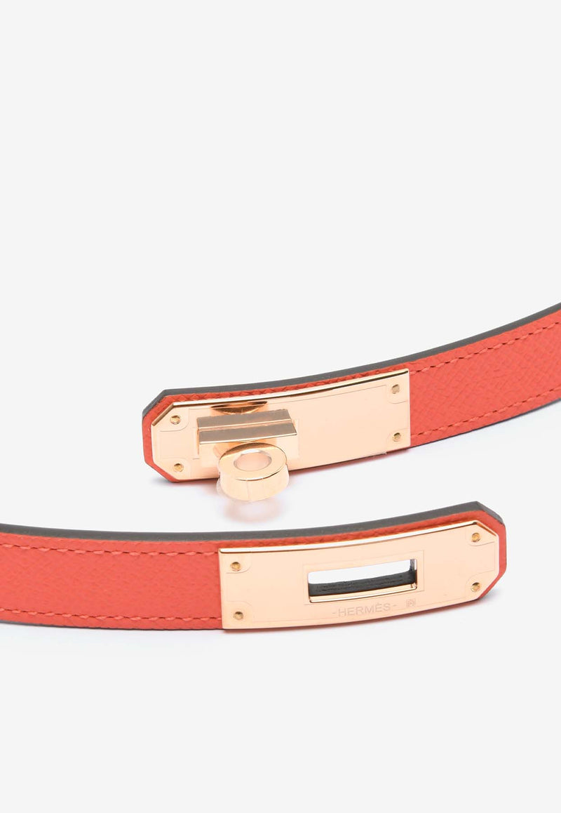 Kelly 18 Belt in Orange Field Epsom Leather with Rose Gold Buckle
