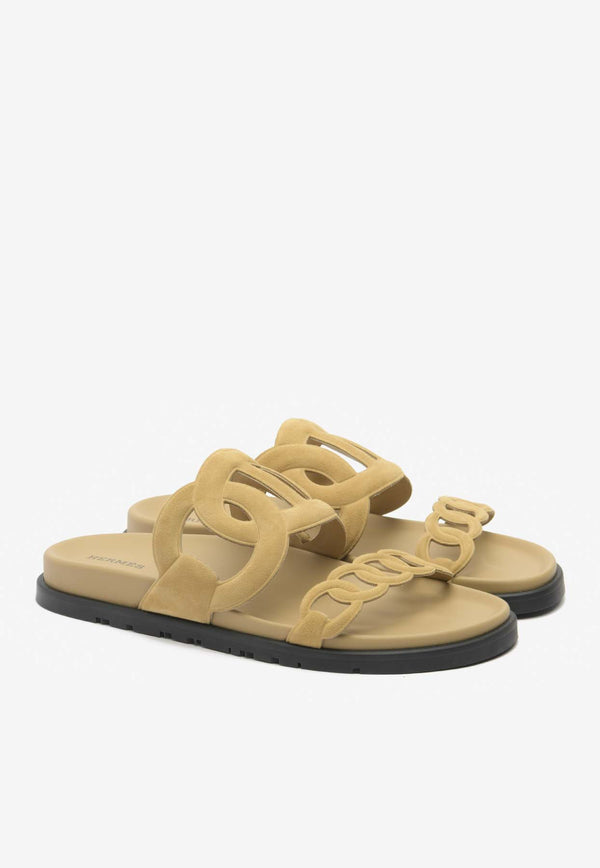 Extra Sandals in Beige Albâtre Suede