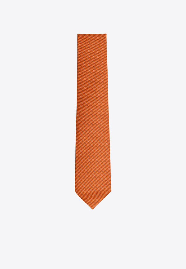 Hermès Panda and Bamboo Print Silk Tie Orange H646102_IH