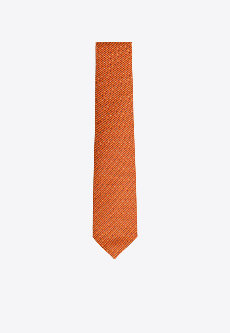 Hermès Panda and Bamboo Print Silk Tie Orange H646102_IH