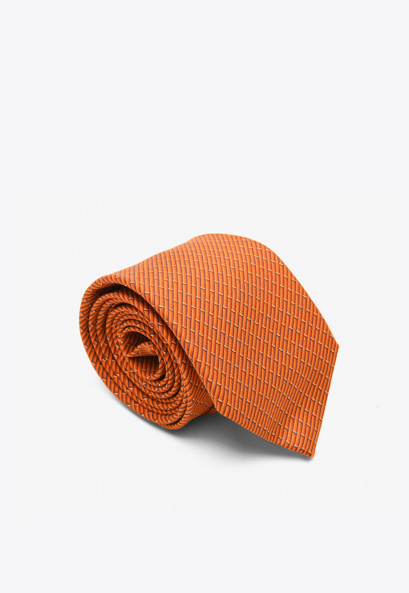 Hermès Panda and Bamboo Print Silk Tie Orange H646102_IH