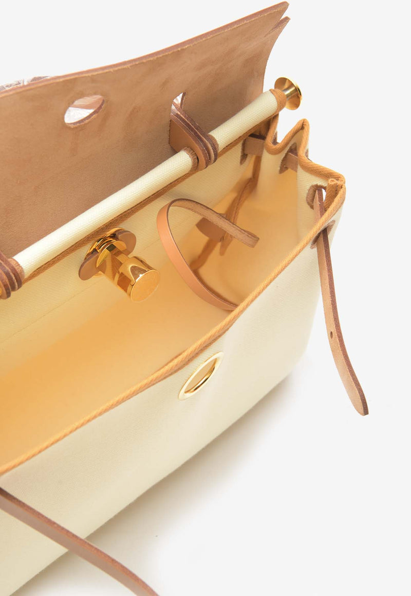 Hermès Herbag Zip Retourne 31 in Vanille Toile and Naturel Sable Hunter with Gold Hardware