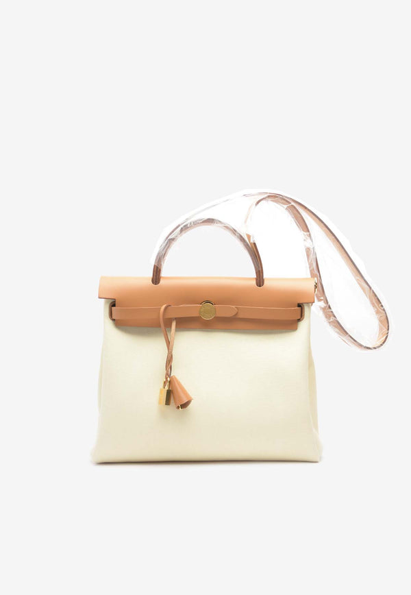 Hermès Herbag Zip Retourne 31 in Vanille Toile and Naturel Sable Hunter with Gold Hardware